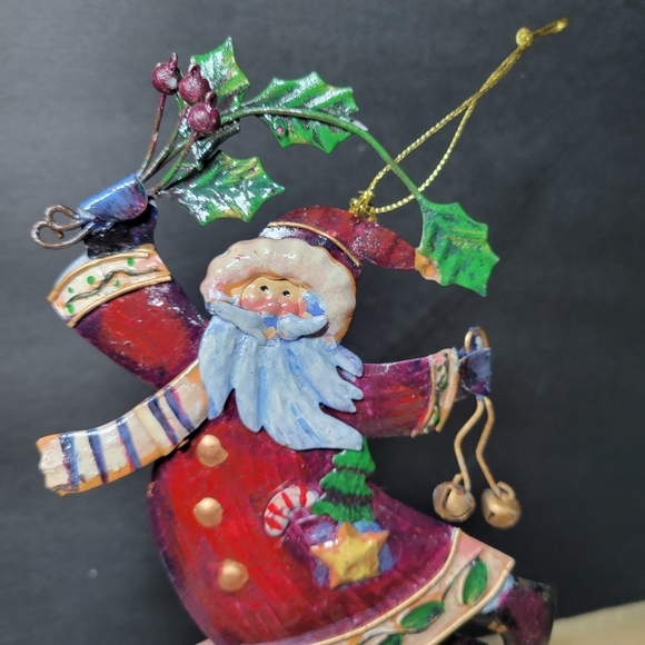 Set of 2 Santa Claus Metal Christmas Ornaments, Jumping Santa and Standing Santa - Picture 4 of 11